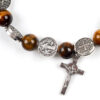 Catholic Natural Stone Rosary Bracelet Saint Benedict Alloy Medal Unisex Jesus Cross Religious Jewelry