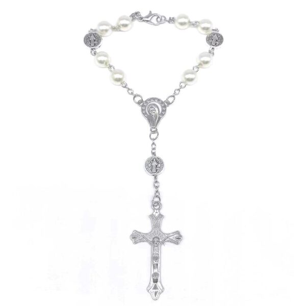 H23af3066340d4e729faba701dc8a913bP KOMI New Hot Sale Glass Imitation Pearl Rosary Bracelet Drop Oil Cross Beaded Bracelet