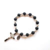 KOMI New Black Benedict Cross Bracelet Volcanic Stone Elastic Beaded Hand Jewelry for Men and Women Bracelet