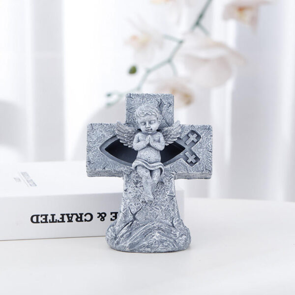 H25511139a4134ff5a6d53f3627f5b3fep KOMI Best Selling Home Garden Statues Resin Little Angel Cross Heart Statues for Table Pillar Standing OrnamentsCrafts Gifts