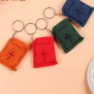 New Mini Bible Pendant Multi Tool Jesus Cross Leather Holy Bible Gift Keychains