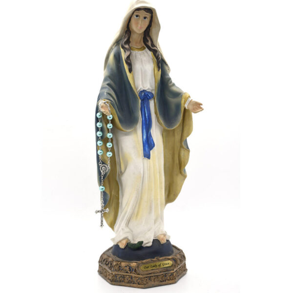 New 8mm Glass Faux Blue Pearl Rosary Pearl Catholic Religious Denary with Virgin Mary Bracelets