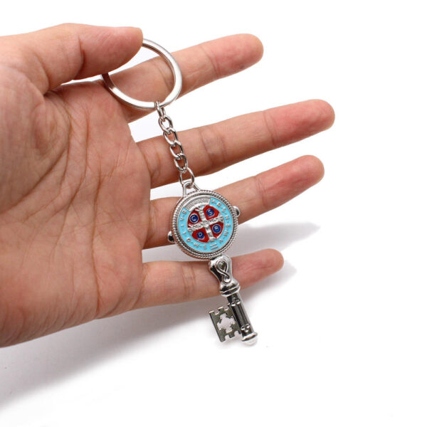 Hot Selling Saint Benedict Key Shaped Pendant Key Chain Jesus Crucifix Ring Holder Religious Trinket Metal Keychain