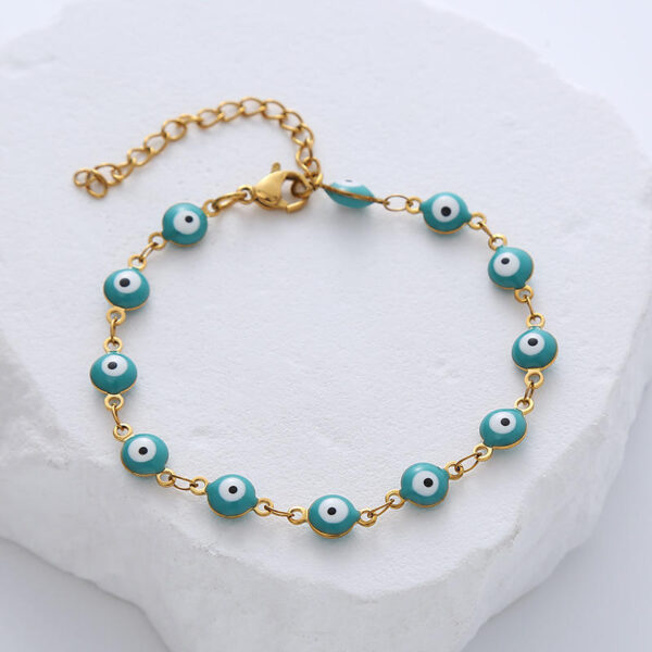 H28b58b258e6e4f579e1e11d1807e22ffr Komi Stainless Steel Round Gold Eye Bracelet Bracelet Accessory Drops Oil Eyes Bracelet