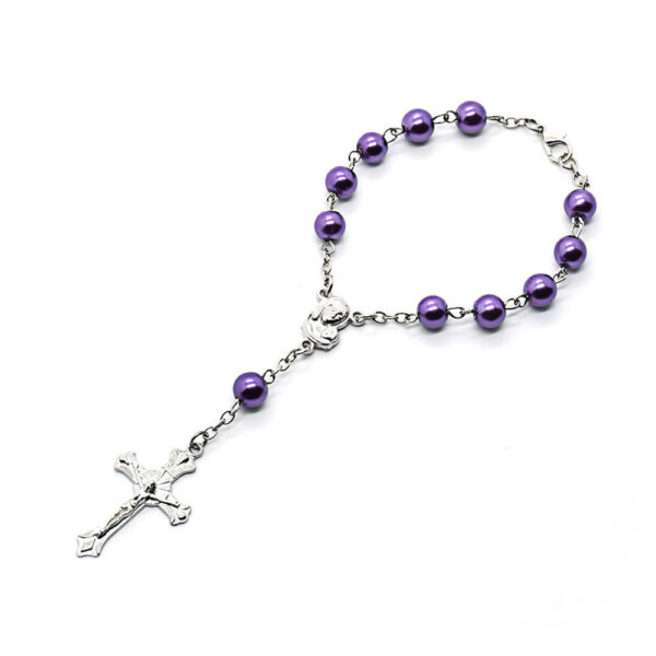 H28c7a9f20c2841e1ac3c31e9120a4968z Komi Wholesales Catholic Rosary Bracelet Imitation Glass Pearl Christ Cross Jesus Virgin Mary Rosary Bracelets