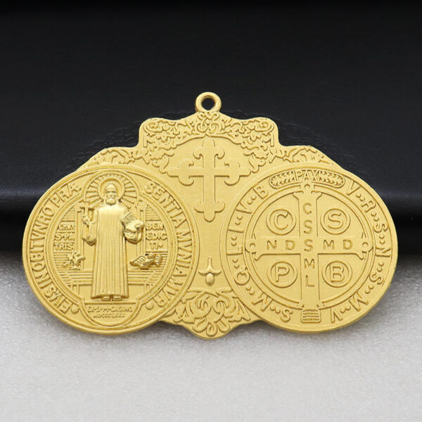 H29a152dedd8b4998b9c60b09fda50875u KOMI 8.8cm*6.1cm St. Benedict Pendant Keychain Wholesale Religious Jewelry
