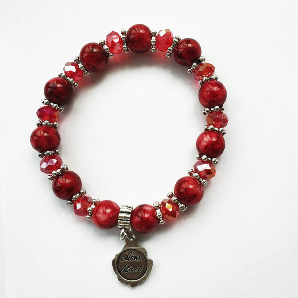 Golden Tori Glass Imitation Pearl Alloy Jesus Cross Gold St. Benedict Medal Catholic Rosary Bracelet Religious Pendant Bracelet