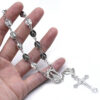 New Metal Alloy Crystal Jewelry Cross Crucifix Pendant Lady of Fatima Charm Jewelry Beaded Bracelet