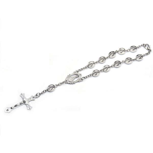 New Metal Alloy Crystal Jewelry Cross Crucifix Pendant Lady of Fatima Charm Jewelry Beaded Bracelet