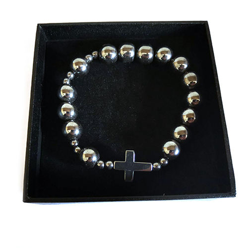 H2cb42d37446d40d088a9d629442ddec0l Komi Christian Handmade Rosary Bracelet Black Gallstone Hematite Beaded Cross Adjustable Bracelet Religious Jewelry Gift