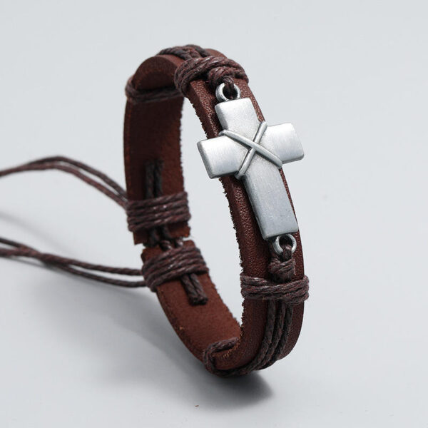 H2d6cd1634cc14a369a8791ba4ef6b5f4R KOMI New Cowhide Bracelet Simple Pull Adjustable Cross Bracelet Rope