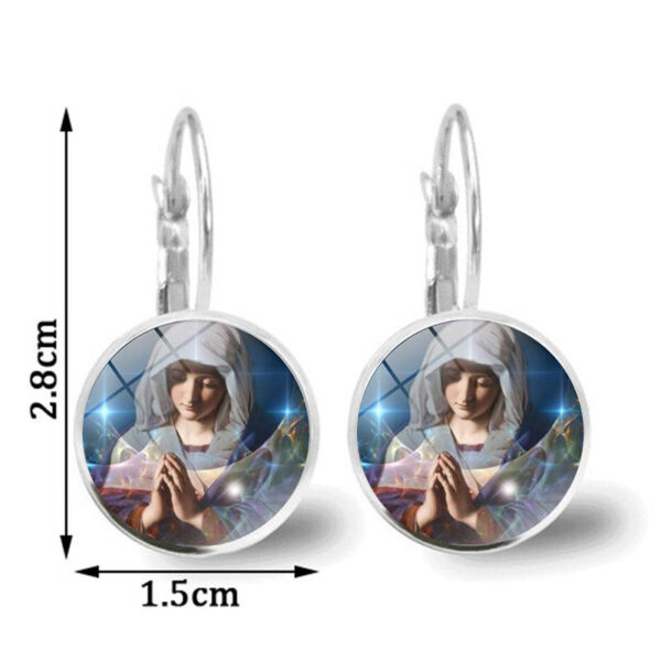 H2d846cc65ae34233b0c684d5b654af7cf Religious Gift Silver Virgin Mary Coin Stud Earrings Miraculous Medal Earrings for Women Fashion Jewelry Collection
