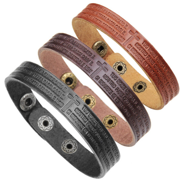 H2f28def199274ff8a2f64ecc08058a7eI Popular Bracelets in Europe and America Cross Imprinted Men's and Women's Genuine Cowhide Letter Bracelets Retro Personality
