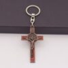 KOMI Cross Collection Keychain for Car & Bag Metal Alloy St. Benedict Cross Keyring Jewelry Accessories Pendants Key Rings