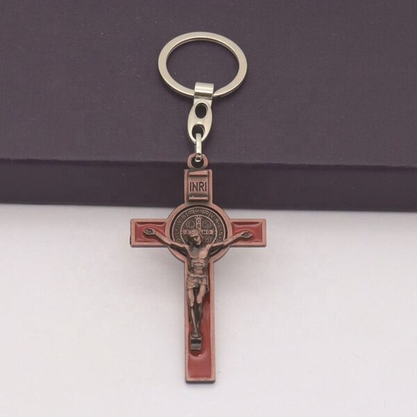 KOMI Cross Collection Keychain for Car & Bag Metal Alloy St. Benedict Cross Keyring Jewelry Accessories Pendants Key Rings