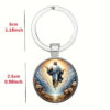 KOMI Christian Baptism Christmas Gifts Christian Keyring for Men Religious Jesus Pattern Glass Pendant Keychain Easter Gift