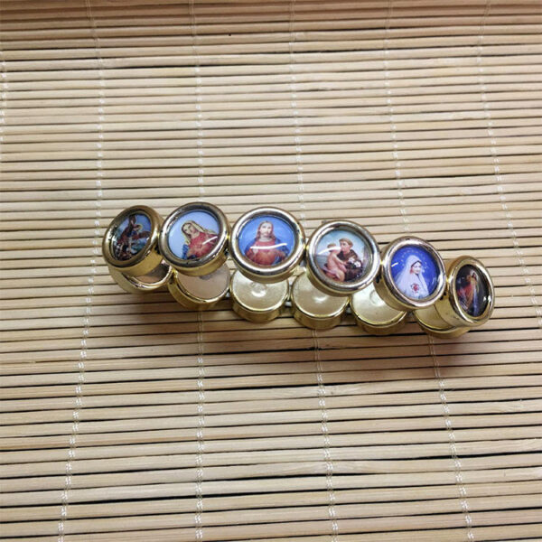 KOMI Acrylic Beads Rosary Stretch Elastic Bracelet for Men Silver Gold Religious Figures Round Coins Beaded Bracelets for Women