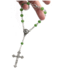 Komi Religious Catholic Green Bead Ring Rosary Communion Gifts Metal Crucifix Pendant Rosary Bracelets