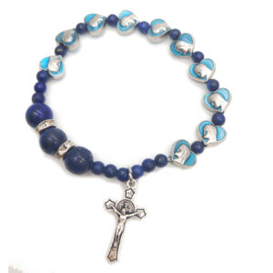 Komi Religious Heart Shaped Beads Virgin Mary Cross Cricifix Adjustable Rosary Bracelet