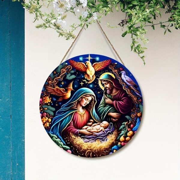 H349250eec12b439890dce1f866c7a172W Komi Christmas Home Wooden Crafts Door Plate Circular logo Christmas Creative Decoration Plate Home