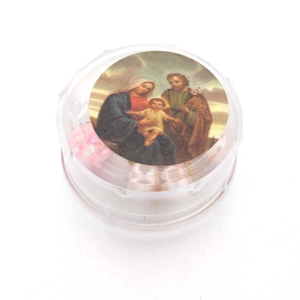 H35da949b7e4849c1beb8cf5caf940e754 Komi Wholesales Pink Glass Pearl Glass Star Sphere Religious Baby Baptism Rosary Bracelets