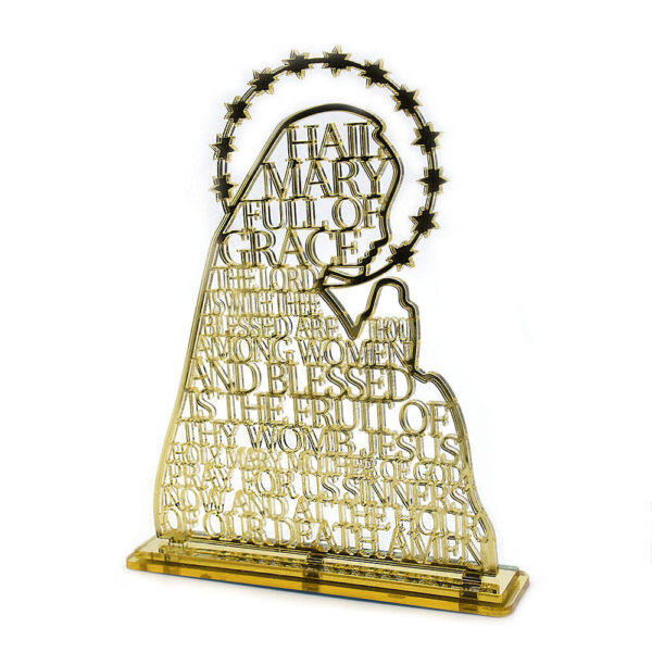 Komi 12.7*15.8cm Acrylic Text Gold Decoration Text Virgin Mary Religious Accessories