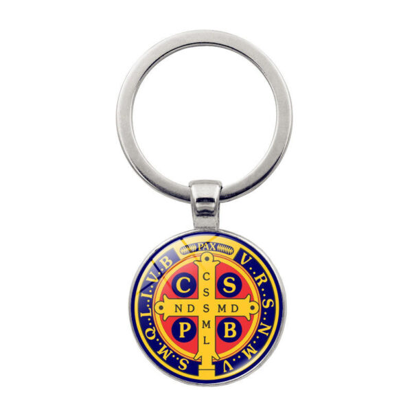 H36c3083d7ad14a4f9cd7d496e13e90c7b Komi Saint Benedict Medallion Keychain Pendant Time Gem Pendant Religious Keychain Pendant