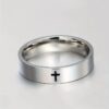 H381bccda26ff487d9685f6fbf97365b3a KOMI Cross Ring for Men Wedding Band Rings Silver Black Stainless Steel Religious Christian Cross Plain Rings for Men Gifts