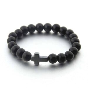 KOMI New Black Gallstone Cross Elastic Bracelet Turquoise Bracelet
