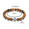 H399995c80bb341dd9912c91370f04aadt KOMI 8mm Natural Volcanic Lava Rock Tiger Eye Turquoise Gemstone Beaded Bracelets with Cross Elastic Stretch Bracelet for Unisex