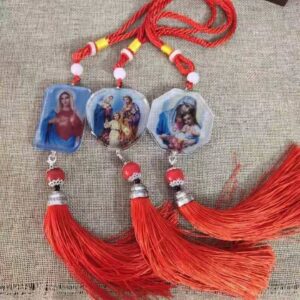 KOMI Wedding Home Decor in Glass Dome with Religious Figures Exquisite Glass Crystal Car Pendant Hanging Ornaments