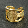 H3a763712fa424a098680a7b5c3cb3f65n Stainless Steel Catholic Exorcist Saint Benedict Ring Open Adjustable Religious Ring