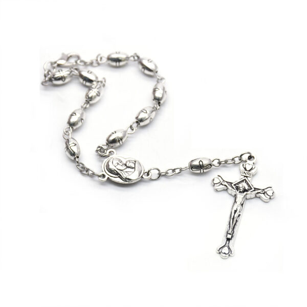 Komi 5*8mm Retro Metal Cross Beads Rosary Catholicism Gift Religious Prayer Beads Rosaries Bracelt