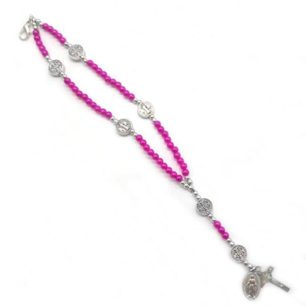 H3f7b1ff326b44359b091e873795998681 KOMI New Design Pink Double Rosary Bracelet Imitation Pearl Madonna Cross Miniature Bracelet