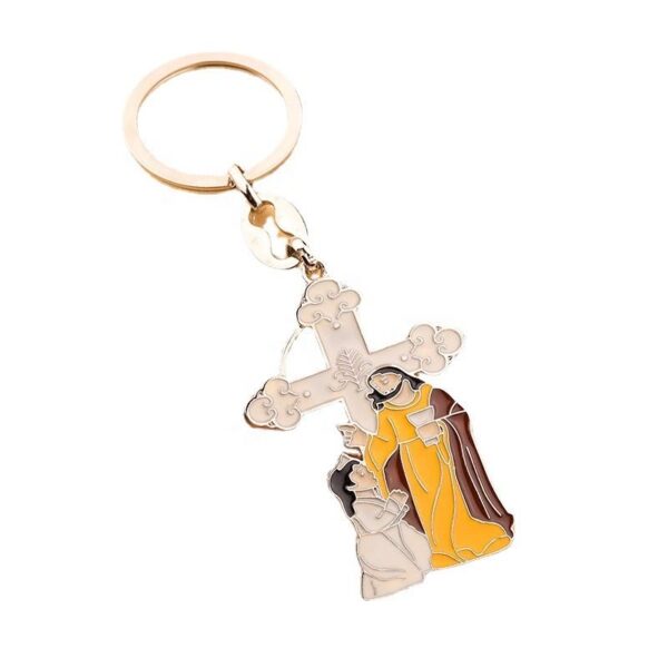 KOMI Hot Sale Religious Jesus Cross Pendant Keyring Souvenirs Bags Cars Keychain Pendant Metal Key Rings Craft Gifts