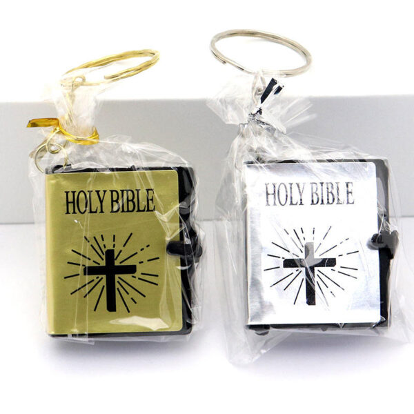 Mini Holy Bible Pendant Multi Tool Catholicism Gift Christian Jesus Cross Keyrings Acrylic Keychain Standee