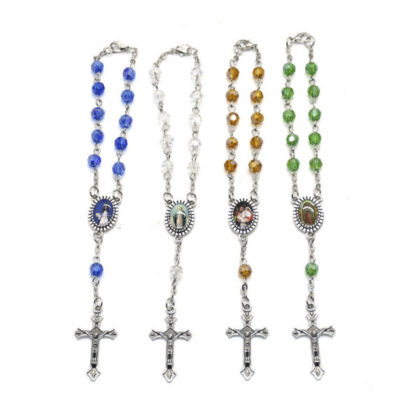 H41b4400bf9aa49fe8168171b7da06373X Komi Catholic Colorful Crystal Beads Rosary Bracelet Colorful Image Medal & Jesus Cross for Men Women