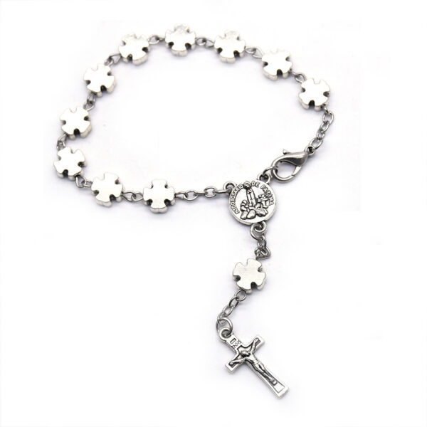 H422e2a0481e844a998f8adc8c9f2fcb7i New Religious Silver Metal Cross Beads Rosary Jewelry Prayer Crucifix Pendant Beads Bracelet
