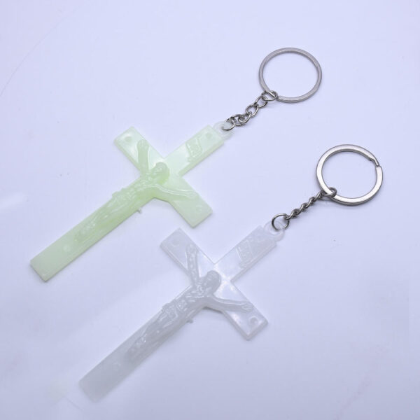 Luminous Cross Keychain Religious Jewelry Jesus Plastic Luminous Cross