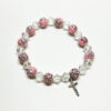 KOMI 10MM Star Rhinestone Crystal Rainbow Acrylic Beads Rosary Bracelet for Women Girls with Crucifix Cross Charm Jewelry Gifts