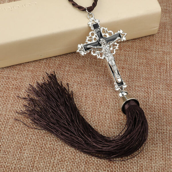 KOMI Tassel Fringe Enamel Crucifix Cross Pendants Men's Women's Bag Car Ornaments Wall Hanging Decoration Souvenirs Gifts