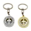 New Round Alloy Crystal Diamond Jewelry Car Key Chain Bag Pendant Cross Crucifix Keychain Keyring