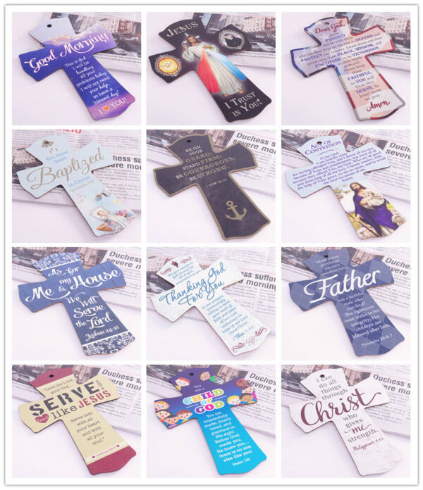 KOMI New Home Decoration Wooden Cross Crafts Creative Easter DIY Pendant