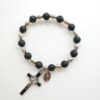 KOMI New Black Benedict Cross Bracelet Volcanic Stone Elastic Beaded Hand Jewelry for Men and Women Bracelet