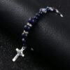 KOMi Heart Alloy Bead Virgin Mary Cross Adjustable Rosary Bracelet Crystal Charm Bracelet Handmade Religious Jewelry Gift