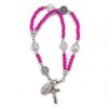 H46d00fe8438740a5a970ae8557506abfV KOMI New Design Pink Double Rosary Bracelet Imitation Pearl Madonna Cross Miniature Bracelet
