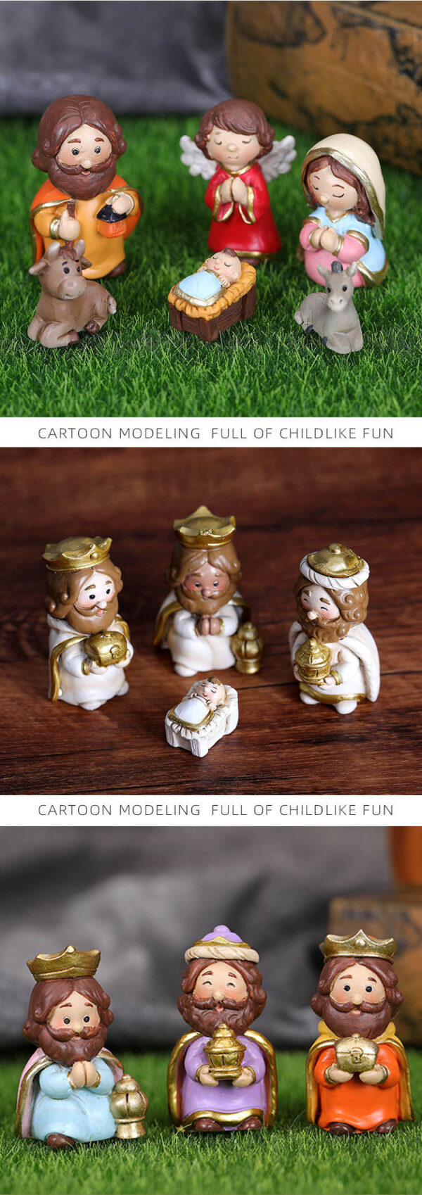 Christmas Gifts Cartoon Jesus Was Born Manger Ornaments Virgin Figures Resin Crafts Home Lighting Decorations Sculpture