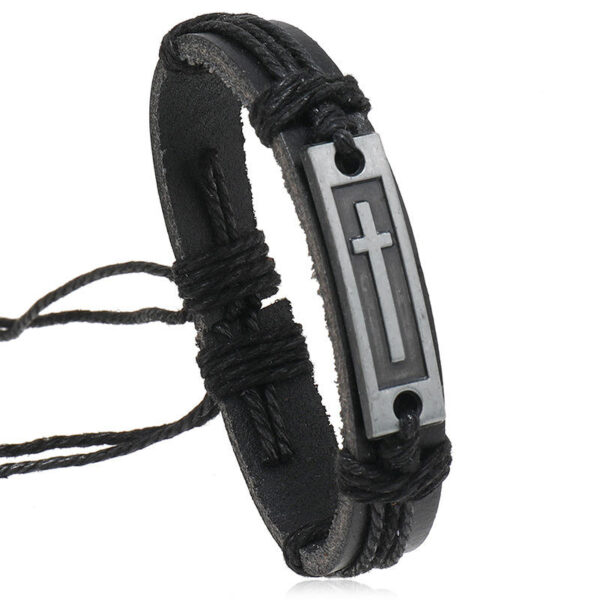 KOMI Braided Cowhide Bracelet Simple Draw Adjust Men's and Women's Cross Bracelet Rope Wholesale