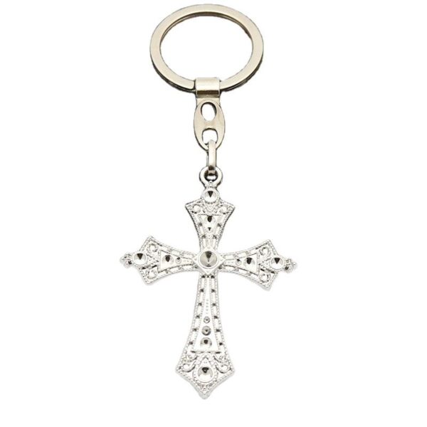 Wholesale Zinc Alloy Crucifix Gold Metal Christian Gifts Keychain Jesus Cross Charms Pendant Keychain Keyring