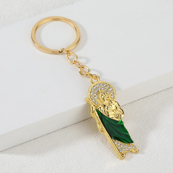 KOMI Crucifix Necklace Jesus Zircon Pendant Keychain Jewelry Accessories